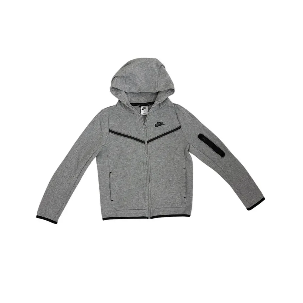 Nike Sportswear Tech Fleece Sweatshirt Full-Zip Grey Black Hoodie Large 14/16